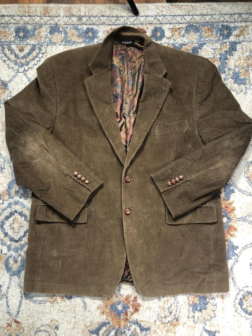 Lauren Ralph Lauren Sport Coat Mens 46R Brown Corduroy Two Button Blazer Jacket